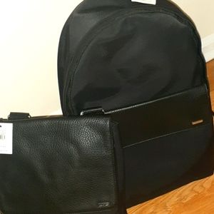 CALVIN KLEIN SET - Men's  Backpack & Citybag Nylon With Pebble PU Trim
